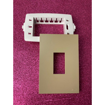 Placa 1 Módulo Vertical com Suporte 4x2 - RECTA Areia Satin Fosco